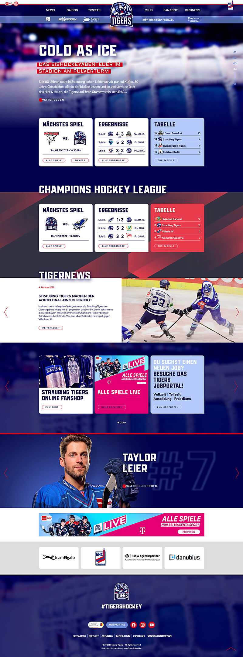 Websitescreenshot: Straubing Tigers