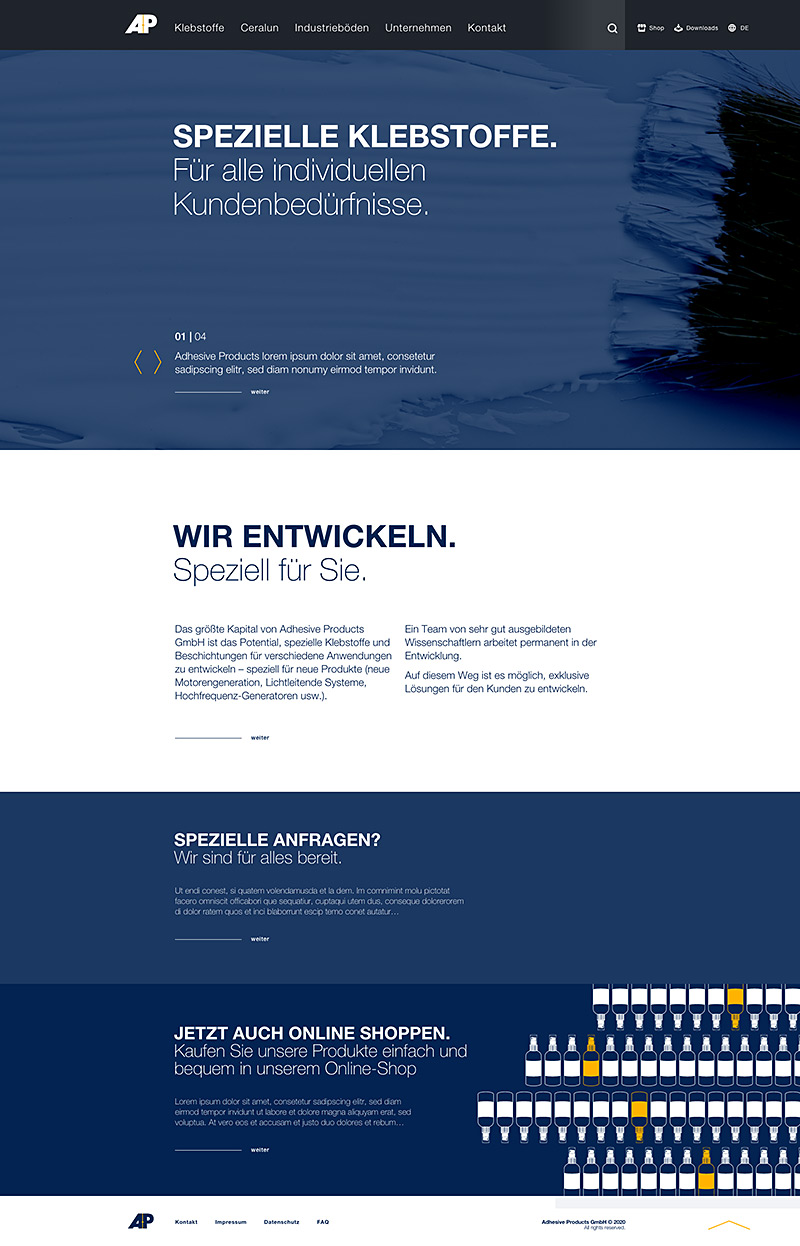 Websitescreenshot: AP Adhesives