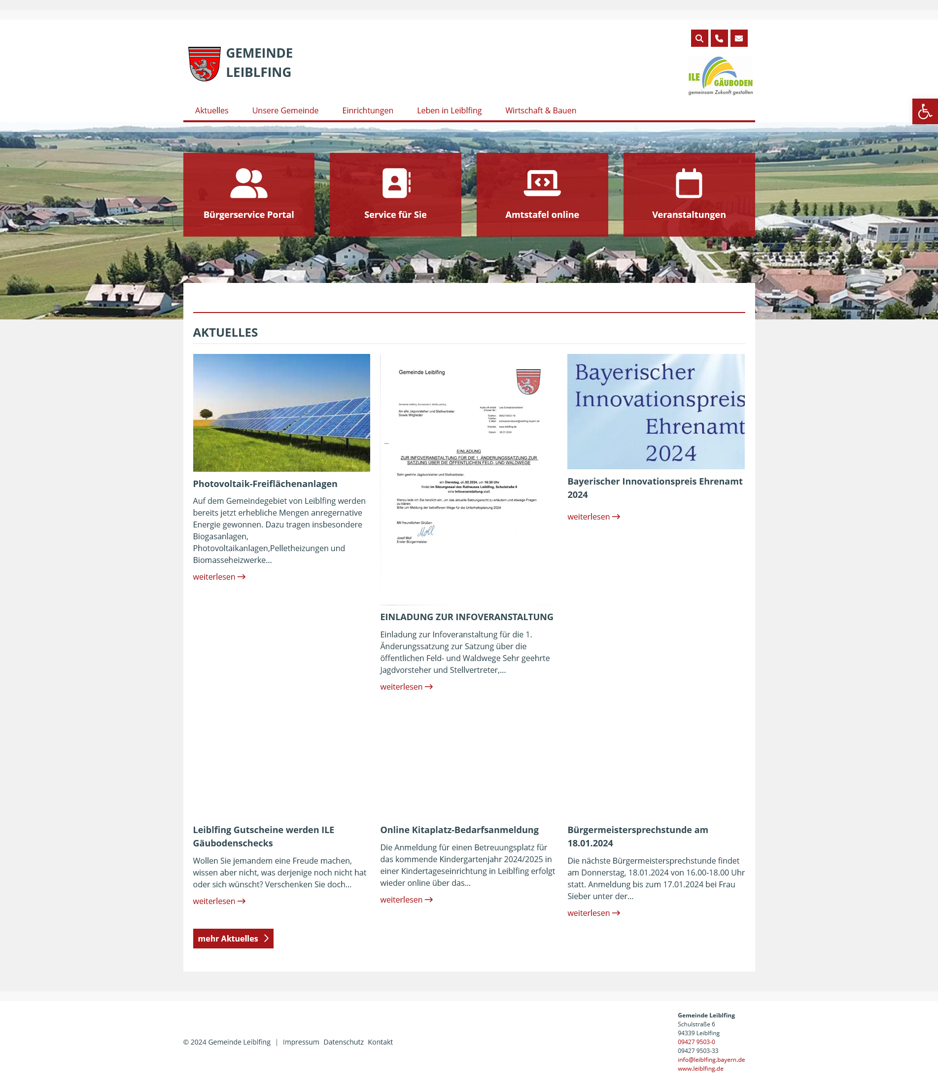 Websitescreenshot: Gemeinde Leibelfing
